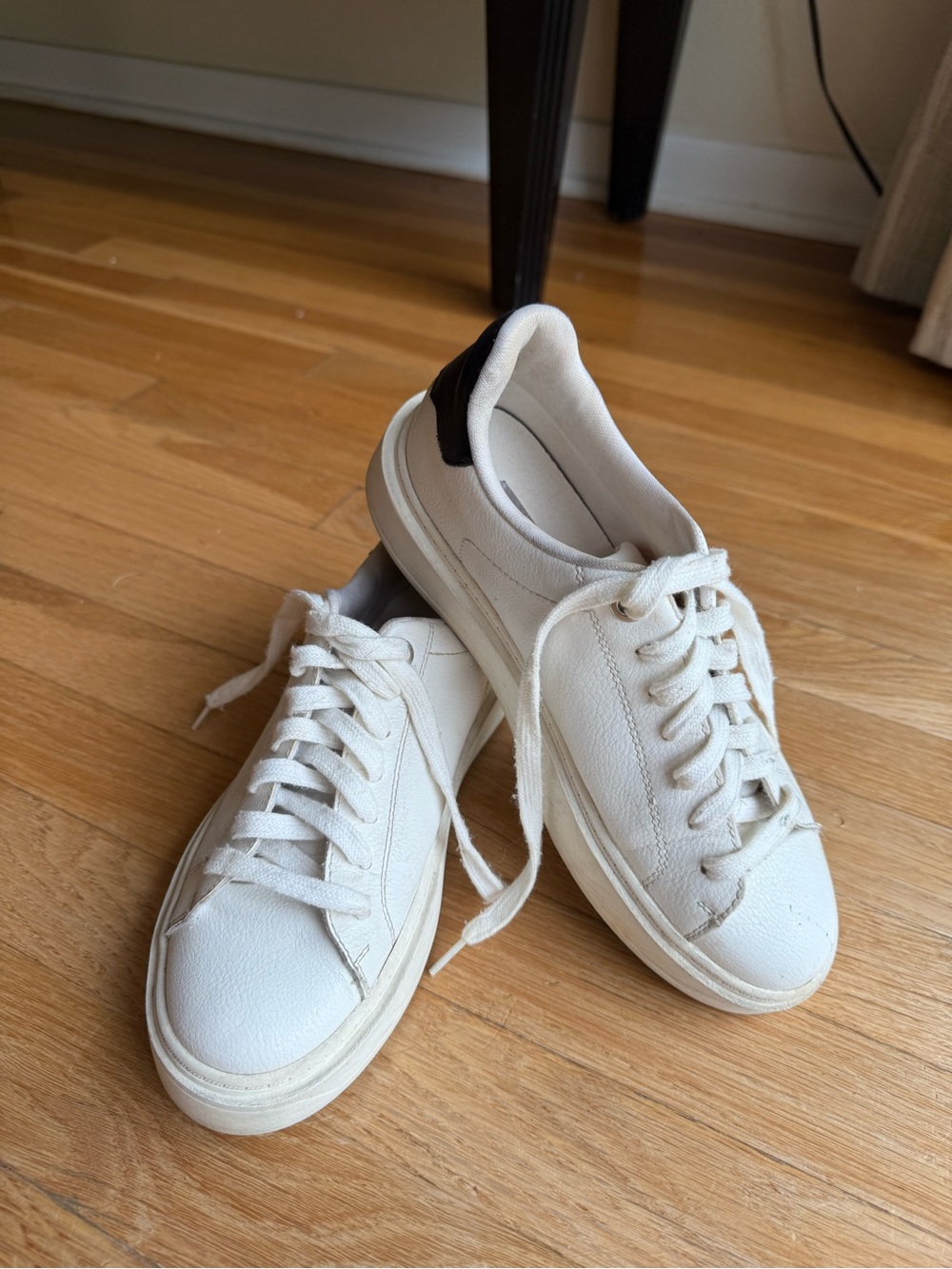 White Sneakers with Black Heel Tab